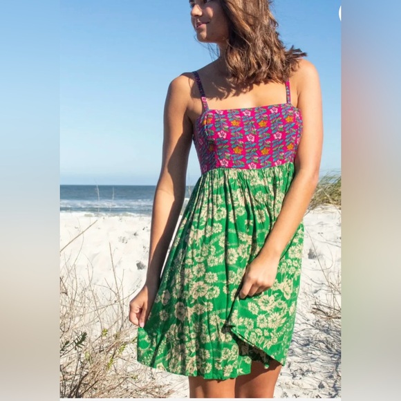 NATURAL LIFE Dresses & Skirts - NATURAL LIFE Bailey Mini Dress - Pink Green Floral Mix XS